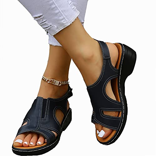 LLSZAHD Nouveau Sandales d'été compensées à Bout Ouvert pour Femme Sandales fermées Chaussures de Loisirs de Plage Confortables(Size:US 5/36 EU,Color:Bleu) Cover