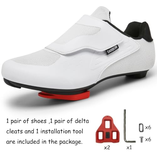 Image of Womens Cycling Shoes Compatible with Peloton Indoor Road Bike Riding Shoes Pre-Installed Delta Cleats Clip Outdoor Pedal