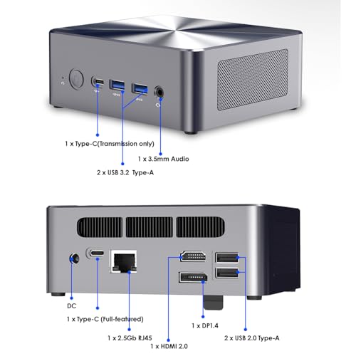 Image of Mini PC N7A 12th Gen Core i5-12450H up to 4.4GHz (8C /12T), 16GB DDR4 RAM 1TB NVMe SSD Computers, USB 3.2 /Type-C /WiFi 6 /BT5.2 /RJ45 2.5G /4K Triple Display Desktop PC
