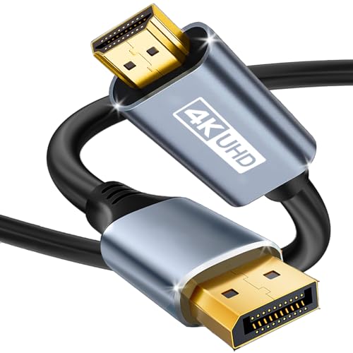 Image of 4K DisplayPort to HDMI Cable 6FT, Uni-Direction DP 1.2 (Source) to HDMI 1.4 (Screen), DP to HDMI Cable Adapter Compatible with HP, ThinkPad, AMD, NVIDIA, Desktop and More