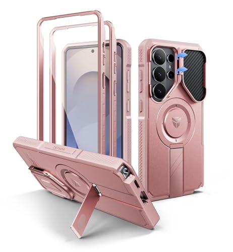 Image of Dexnor for Samsung Galaxy S26 Ultra Case with Camera Cover & Adjustable Kickstand & Screen Protector, Compatible with MagSafe, Rugged Shockproof Bumper Cases Magnetic Protective Cover(2026),Peony Pink