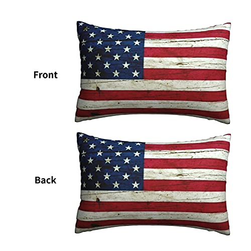 Wood Rustic American Flag Pillowcase For Hair And Skin, Queen Size (20X30 Inches) Bed Home Decor Pillow Cover - Soft And Cozy Brushed Microfiber - Hidden Zipper Closure Print #TOP1