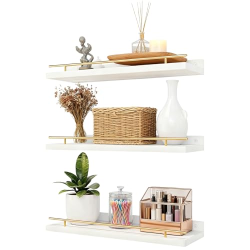 Huucozn 3 Pezzi Mensole da Muro in Legno Scaffali in Legno da Parete 40x15cm Scaffale Galleggiante da Parete Mensole Sospesa da Paret e per Camera da Letto Soggiorno Bagno Cucina e Uffici