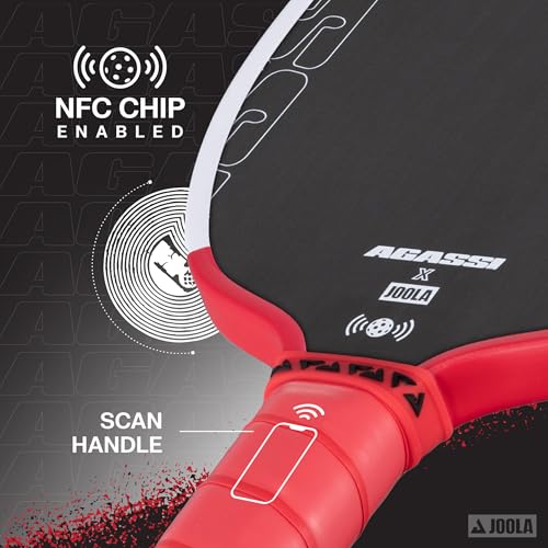 Image of JOOLA Agassi PRO IV 14mm Pickleball Paddle w /Extended Sweet Spot - Carbon Fiber Surface Increases Spin & Control - SK Film for Power & Larger Sweet spot - UPA-A Certified - USAP Approved - NFC Chip