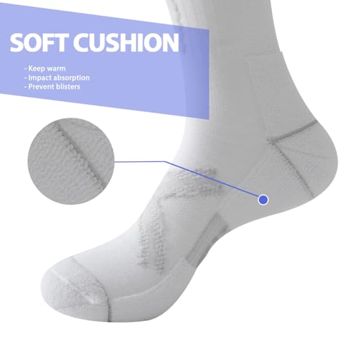 JOYNÉE 12 Pairs Mens Athletic Crew Socks Cushioned for Men Sports Running-Arch Support,White,Sock Size:10-134