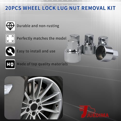 Image of 20pcs Wheel Lock Lug Nut Remover Kit Automotive Wheel Anti-Theft Screw Removal Key Socket Set Compatible with BMW