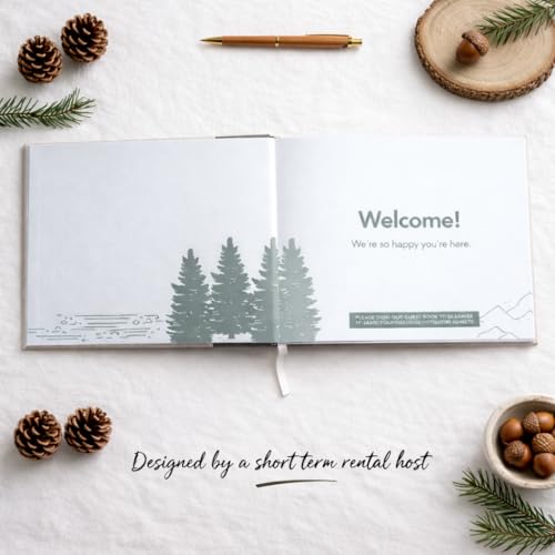 Image of Paper 'n Such Cabin Guest Book for Vacation Homes and Short Term Rentals -Kraft Hardcover - Airbnb Essentials for Hosts- Visitor Sign in Journal Guesthouse Welcome Log