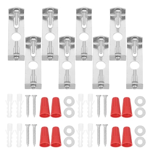 Lurrose 8 Juegos de Soportes de Montaje para Luminaria de Techo de Hierro Placa de Montaje de 60 MM 10 Agujeros para Instalación en Interiores y Exteriores Kit para Lámparas y