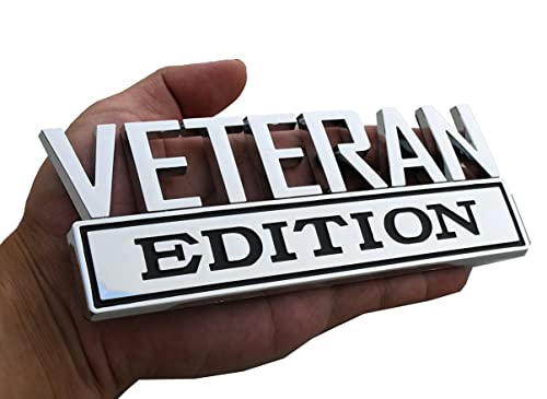 Image of 1x 7 Large Veteran Edition VA Emblem Badges Decal Car Flag Decal Military Replacement for F150 F250 F350 Chevy Silverado 1500 2500 Chevrolet C10 C15 (Chrome Black)