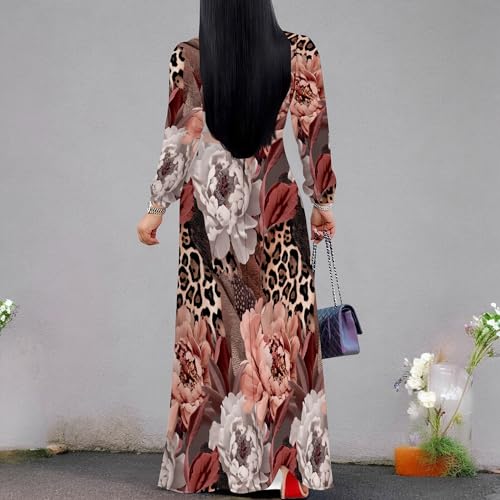 Image of PinkPatty Women's Print Maxi Dresses 3 /4 Sleeve Flowy Long Dress V Neck Wrap Tie Waist Sundress
