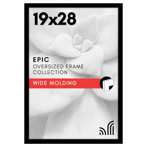 Americanflat 19x28 Poster Frame with Polished Plexiglass - Black Picture Frame - Wide Photo Frames Made of Engineered Wood for Vertical or Horizontal Wall Display - Epic Collection - Black