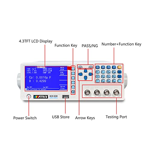 Image of MATRIX MCR-5030 Benchtop LCR Meter Precision Digital Lab Tester for apacitance Ground Insulation Resistance Inductance Accuracy 0.1% Test Measure Inspect Multimeter （100Hz-30kHz）