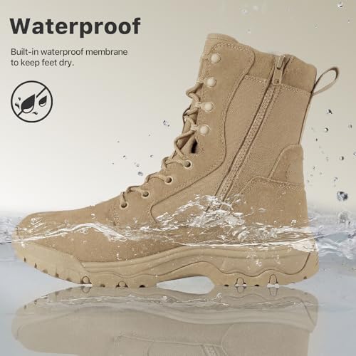 Image of FREE SOLDIER Women's Tactical Boots 8 Inches Lightweight Combat Boot Durable Military Work Outdoors Boots Desert Boot for Women