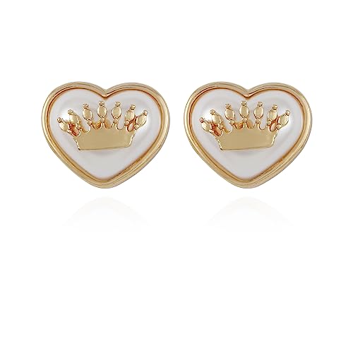 Juicy Couture Goldtone Crown Logo and Imitation Pearl Heart Stud