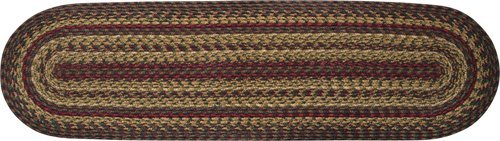 Cinnamon Collection Braided Natural Jute Runner Red Tan Green Brown Country Primitive Décor