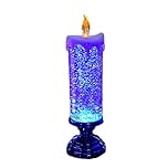 HADAVAKA Christmas Swirling Glitter Electronic Led Candle Lights, USB Rechargeable Color Changing Flameless Candles, for Xmas Party Wedding Holiday, Home Decoration (Blue)