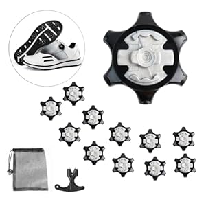 12 Universal Golf Spikes Set Non-Slip with Wrench, Black Cleats Golf Shoe Cleats Tooth Spikes, Replacement Bulk Cleats Golf Spikes to Provide Traction, Stability and Comfort