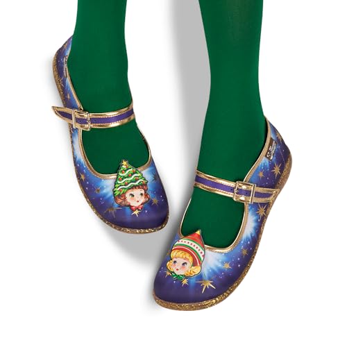 Image of Hot Chocolate Design Women's Mary Jane Flat Shoes - Mary Jane Flat Dress Shoes with Non-Marking Rubber Sole Adjustable Buckle-Strap, Adjustable Buckle-Strap and Cushioned Inner Sole with Arch Support