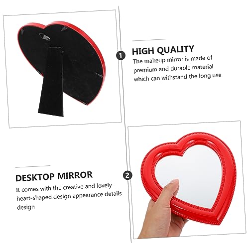 Espejo de maquillaje con forma de corazón para escritorio o pared miniatura 4