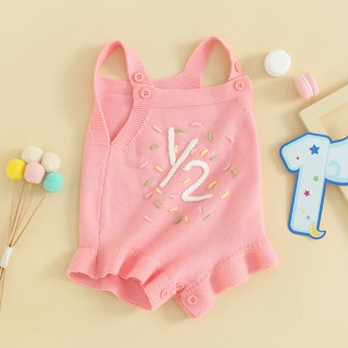 Infant Baby Girl Sleeveless Knit Romper Half and One Birthday Outfit Cute Baby Girl Summer Clothes2