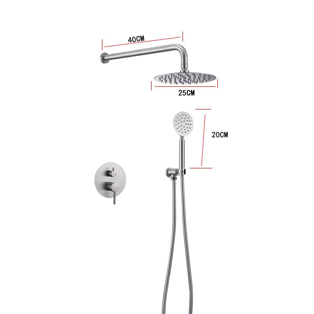 System prysznicowy, termostat, podtynkowa, montaż na ścianie, deszczownica, ukryty prysznic, armatura prysznicowa, stal nierdzewna, chrom, 250 mm