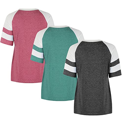 Laviqk Women's Maternity Nursing Top Breastfeeding Tank Tee Shirt Raglan Double Layer Soft Short Sleeve Casual Pregnancy Clothes 3 Pack #TOP1