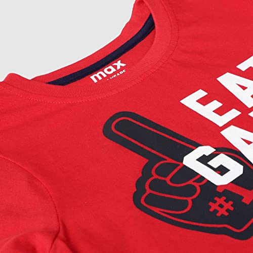 Image of Max Boy's Cotton Printed Round Neck Regular Fit T-Shirt with Elasticated Track Pants