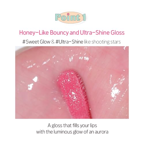 Image of ETUDE Over Glowy Lip Gloss #3 Peach Sorbet | Non-Sticky Vegan Lip Tint | Moisturized & Long-lasting Lip Gloss | Daily Tint for Dry Lips, Korean Makeup, K-beauty, Perfect for Gift