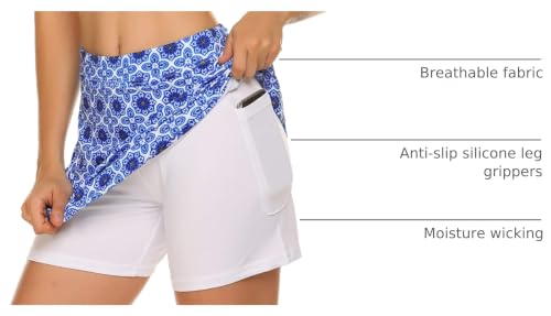 Image of Ekouaer 16 inch Golf Skorts for Woman with Inner Pockets Silicone Grippers Tennis Skirt Quick Dry Athletic Pickleball Skort