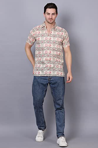 Image of Axolotl Premium Om Mantra Cotton Blend Men Short Kurta