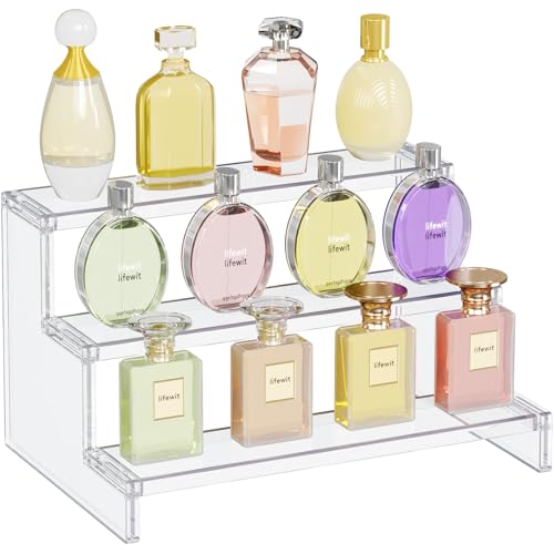 Lifewit Perfume Organizer Stand for Room Decor, Clear, 12" 3-Tier, 1 Pcs