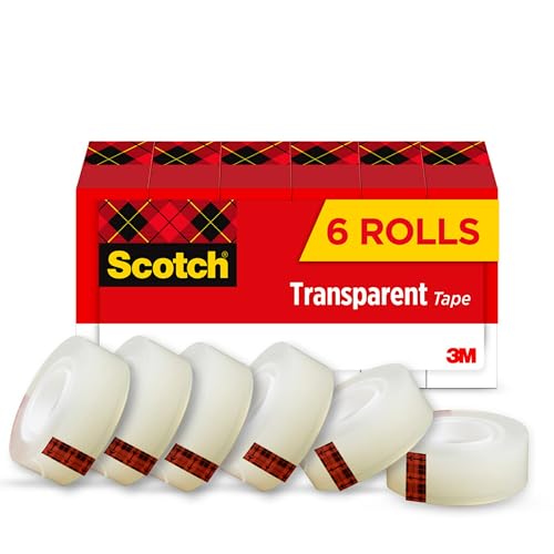 Ruban adhésif transparent pour loisirs créatifs, papeterie et paquets cadeaux par 6