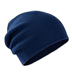 villand berretto in 100% cashmere per donne e uomini con confezione regalo, cappello lavorato a maglia in cashmere a doppio strato, berretto da sci invernale oversize (blu marino)