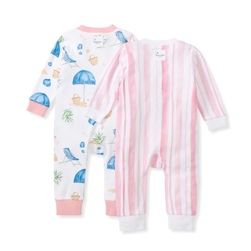 Image of Burt's Bees Baby unisex-baby Sleep & Play, Organic One-piece Romper-jumpsuit Pj, Zip Front Footed Pajama