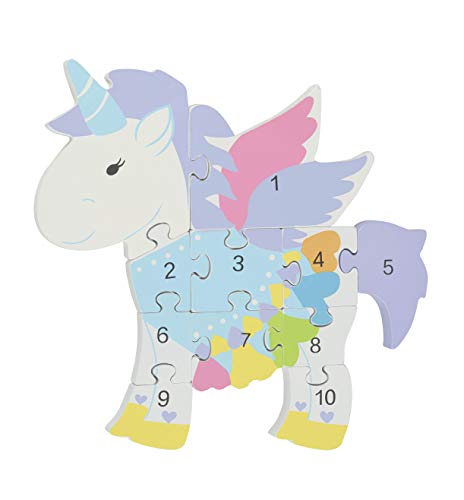 Number Puzzle, Unicorn Wooden Number Puzzle - Wooden Toys for 1 Year Old and Toddler Toys, Jigsaw Puzzle Games - Educational Montessori Toys, Early Development & Activity Toys by Orange Tree Toys