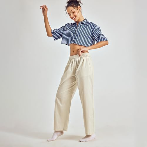Image of Pepe Jeans Women's Printed Cotton Spandex Regular Fit Pyjama Bottoms | Comfortable Stretch Pyjama for Sleep & Lounge Wear | Soft Breathable Fabric | Elastic Waistband with Drawstring | All-Day Comfort