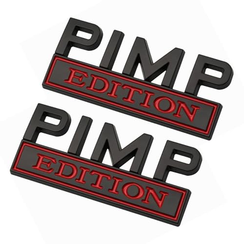 Image of Pimp Edition Emblem 3D Badge Decal Car Stickers for Tailgate /Front Grille /Hood /Fender /Trunk Compatible with Universal Car, Truck, SUV, RV,Scooter, Golf Carts, Motorcycles (Black-Red)