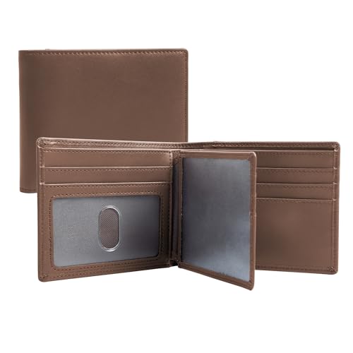 GoodtoU Mens Wallet Bifold Wallets for Men - Leather Wallet RFID Blocking Minimalist Wallet with 13 Credit Cards 1 ID Window (Coffee)