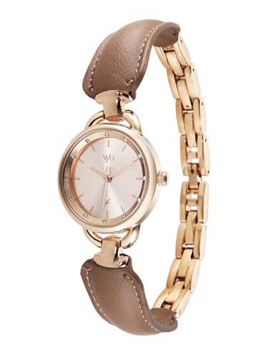 Image of Fastrack Vyb Muse with Quartz Analog Rose Gold Dial Rose Gold PU Leather & Alloy Strap Watch for Girls - FV60114WD01W