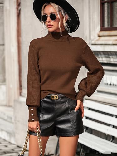 Image of Upopby Women's Fall Winter Turtleneck Sweaters Knitted Pullover Sweater Top