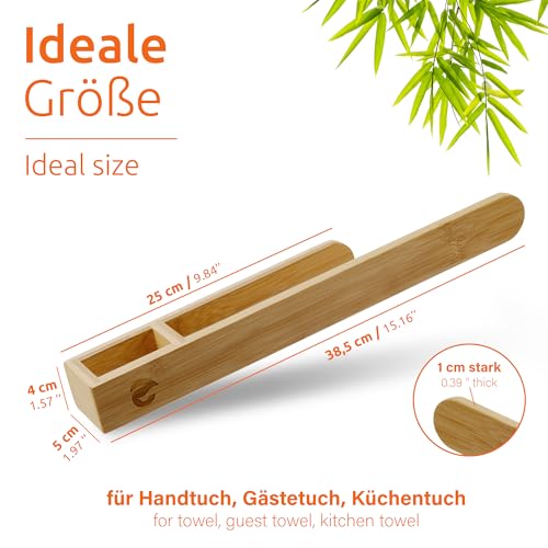 ECENCE 1x Toallero de Madera sin taladrar toallero de baño bambú Naturaleza autoadhesiva toallero de Invitados 38,5cm - imagen 4