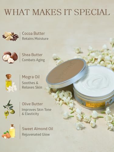 Image of Ayurveda Natural Calming Body Butter | Provides Deep Moisturization and Enhances Glow | Prevents Dryness | With Mogra and Cocoa Butter | For Men and Women | For All Skin Types | 40g