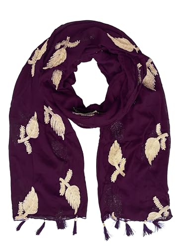 Image of YOUTHQUAKE Women's Golden Patti Work Embroidered Chiffon Dupatta for Womens & Girls With Latkan
