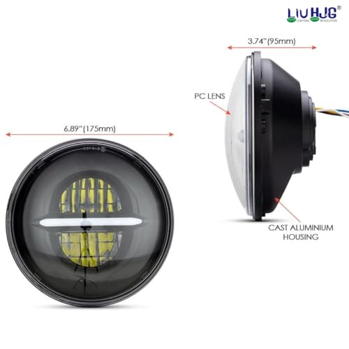 Image of LIU HJG 7 Inch 90W 12V-80V Round Led Headlight with Minus DRL For Motorcycle
