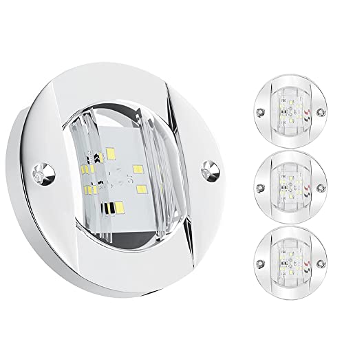Surluoen 4 Piezas Luces Interiores de Marino, Luz LED de CortesíA para Cubierta de de 12 V Luz de Anclaje de TravesañO de Popa de 6 LED Redonda de 3 Pulgadas