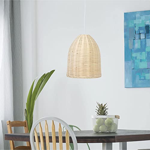 Elegant Designs PT1007-NAT Elongated Coastal Dome Rattan Downlight Pendant, Natural - Image 5