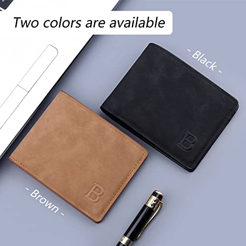 Slim Wallet for Men, PU Leather Wallet with 8 Slots, Bifold Credit Card Holder Wallet with Zipped Coin Pocket (black)4