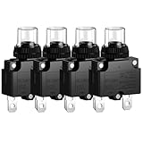DIYhz 9Amp Circuit Breakers Thermal Overload Switch Protector 88 Series Manual Push Button Reset with Quick Connect Terminals and Waterproof Button Cap 32VDC or 125/250VAC 4PCS