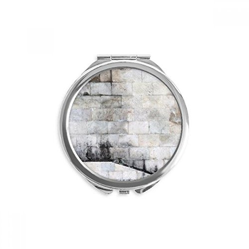 Miroir rond portable brique noir blanc pour votre sac à main en voyage
