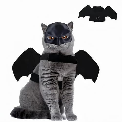 Cat Halloween Costumes, Cat Bat Mask and Bat Wings Set for Hallow...